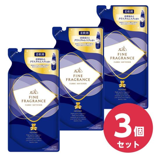 まとめ買い】ファーファ ファインフレグランス 濃縮柔軟剤 オム (homme) 詰替用 500ml×3袋 香水調クリスタルムスクの香り 870193A  | DAIYU8 ONLINE SHOP