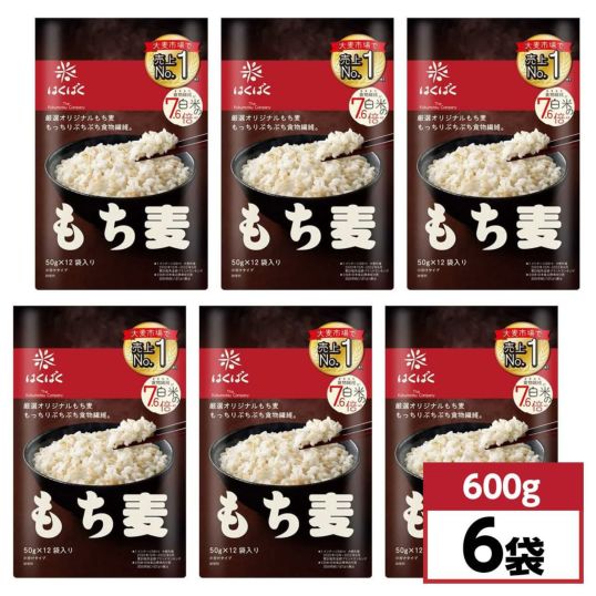 まとめ買い】はくばく もち麦 スタンドパック 600g(50g×12)×6袋セット 雑穀米 食物繊維 もち麦 DAIYU8 ONLINE SHOP