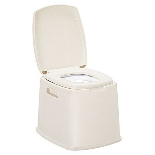 TONBO(トンボ) ポータブルトイレデラックス型 ベージュ 【室内・介護用 専用消臭液、便座カバー付　抗菌加工便座 持ち運びトイレ】新輝合成 |  昭和のレトロ金物屋　関口国吉商店