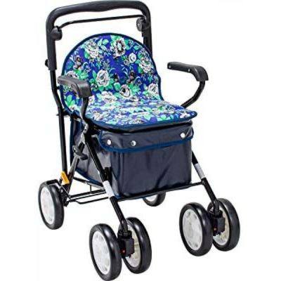 マキテック ボックスタイプ シルバーカー ノーブルプラス 青花柄 NBP-2BF 耐荷重100kg ハンドブレーキ付 | DAIYU8 ONLINE  SHOP